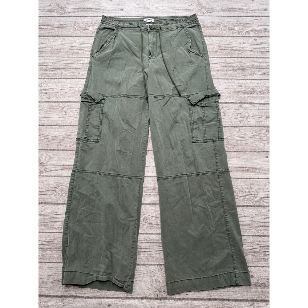 Garage Cargo Pants Womens 11 Olive Green Wide Leg Relaxed Fit Utility Streetwear - Picture 2 of 9